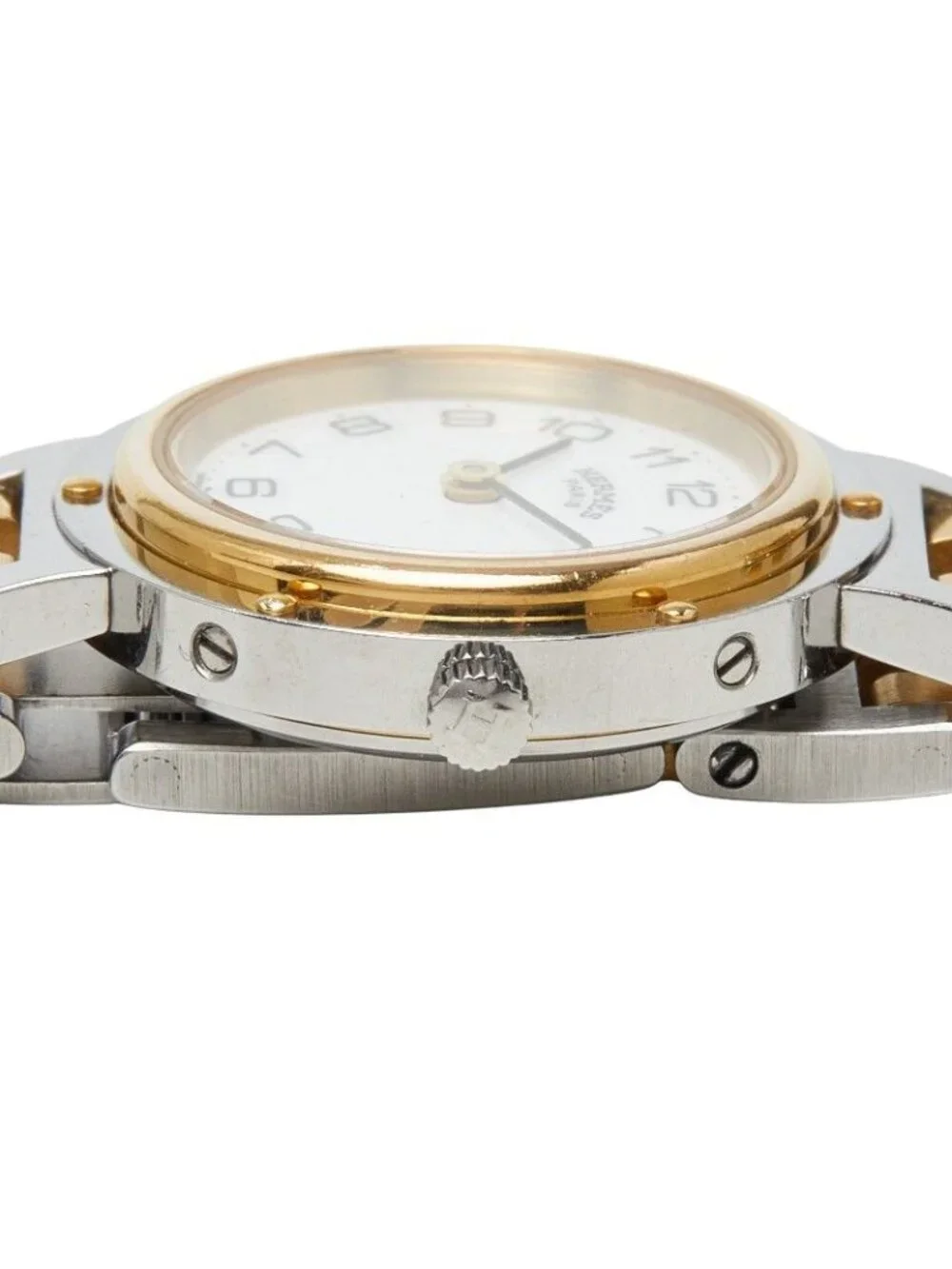 Hermes Clipper Watch White Gold Silver Stainless Steel